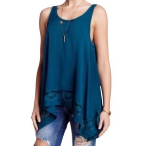 Free People Intimately Teal Lace Tank